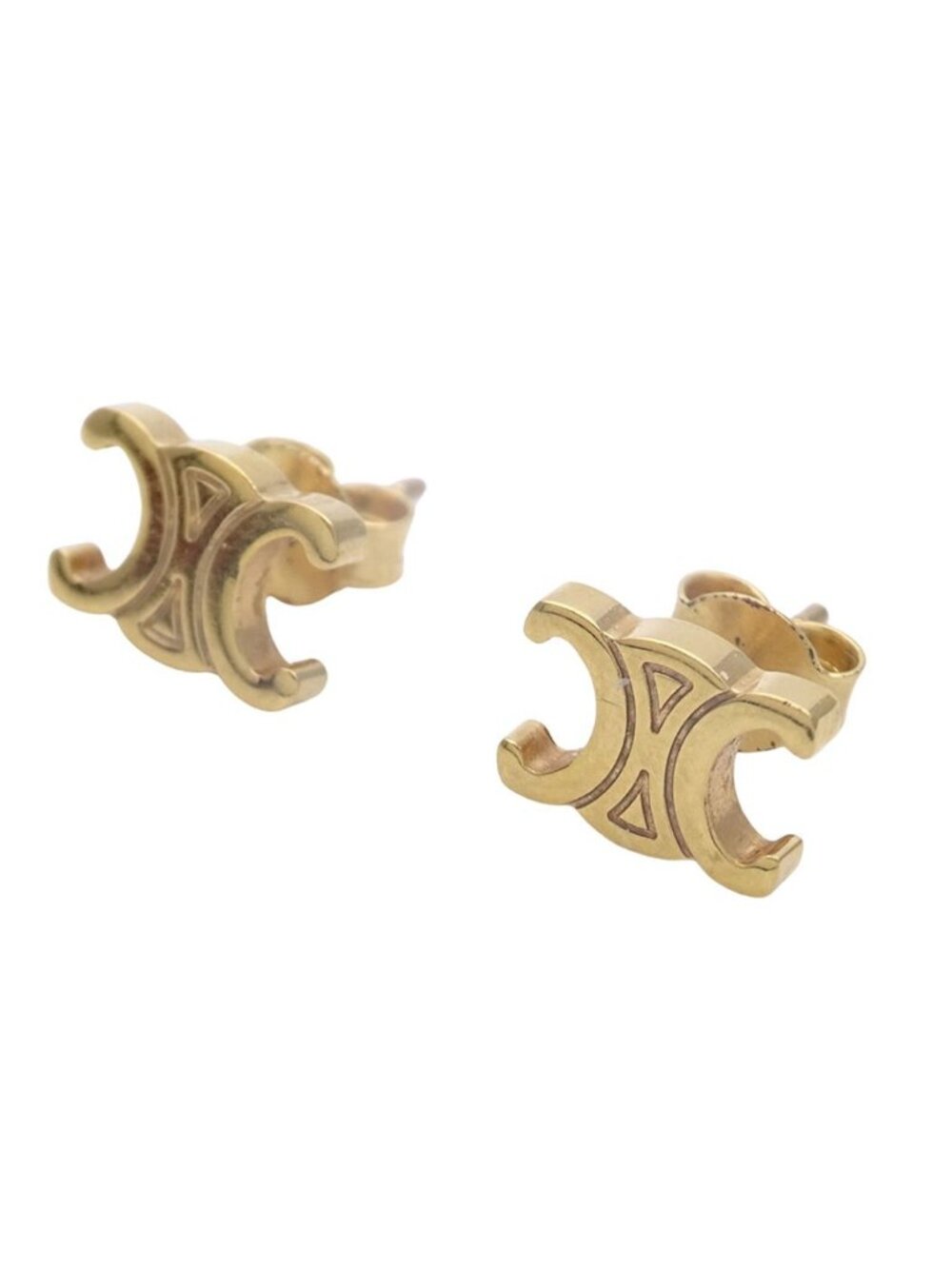 Celine Earrings Triomphe Gold Logo